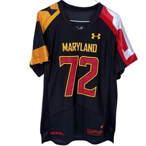 Maryland Terrapins Football Jersey Small Loose Men's Black Under Armour Heatgear